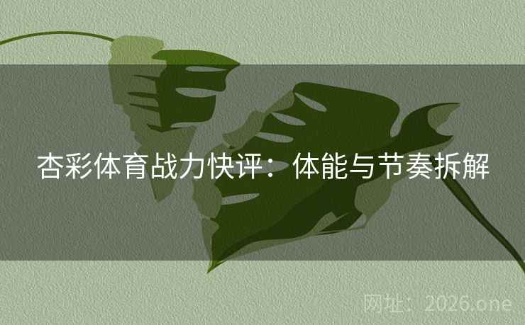 杏彩体育战力快评：体能与节奏拆解
